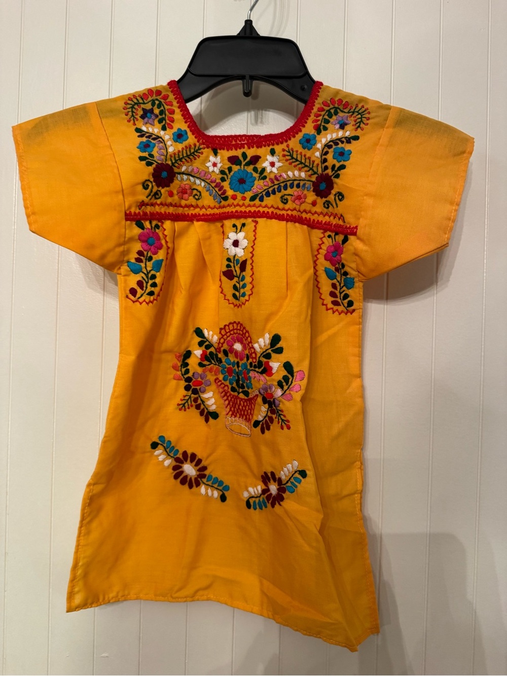 Source Unknown Yellow Embroidered Fiesta Tunic Dress